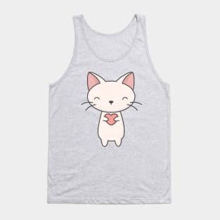 Kawaii Cute Cat With Heart T-Shirt Tank Top